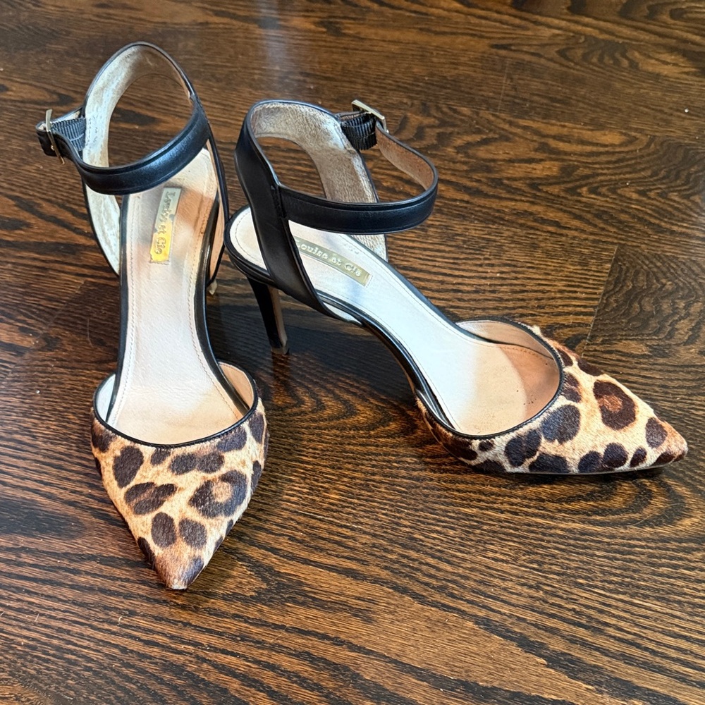 Louise et Cie Leopard Print Heels with Black Strap